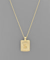 Initial Gold Tray Rectangle Necklace