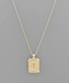 Initial Gold Tray Rectangle Necklace