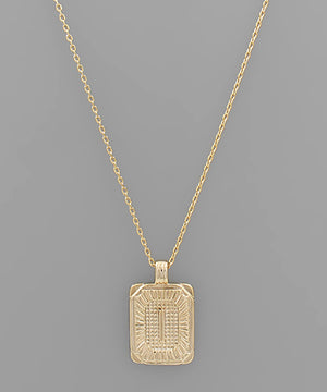 Initial Gold Tray Rectangle Necklace