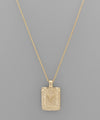 Initial Gold Tray Rectangle Necklace