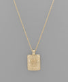 Initial Gold Tray Rectangle Necklace