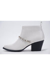 "My Own Steps" Leather Chain Booties - White