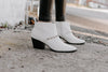 "My Own Steps" Leather Chain Booties - White