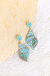 "Don't Be Shell-Fish" Beaded Statement Earrings - Lt. Blue