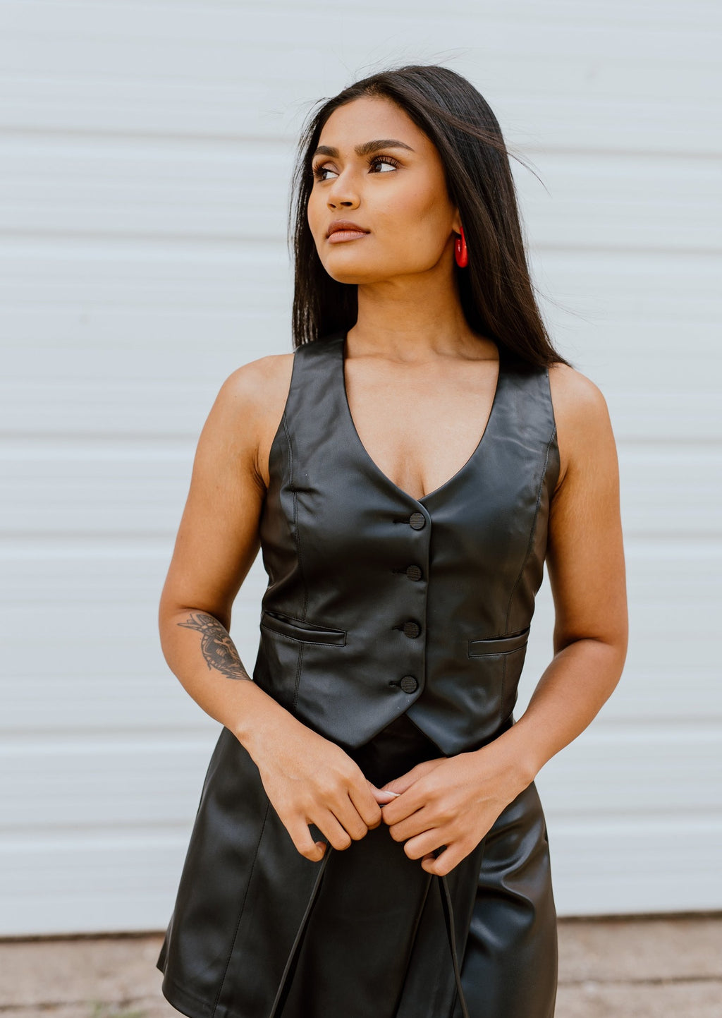 "Obsessed" Black Leather Biker Vest