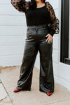 "Own Your Moment" Black Leather Wide Leg Pants - XL+