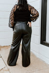 "Own Your Moment" Black Leather Wide Leg Pants - XL+