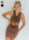 "Meet In The Middle" Ribbed Cut-Out Dress - 2 Colors