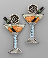 "Shaken, Not Stirred" Beaded Cocktail Glass Statement Earrings