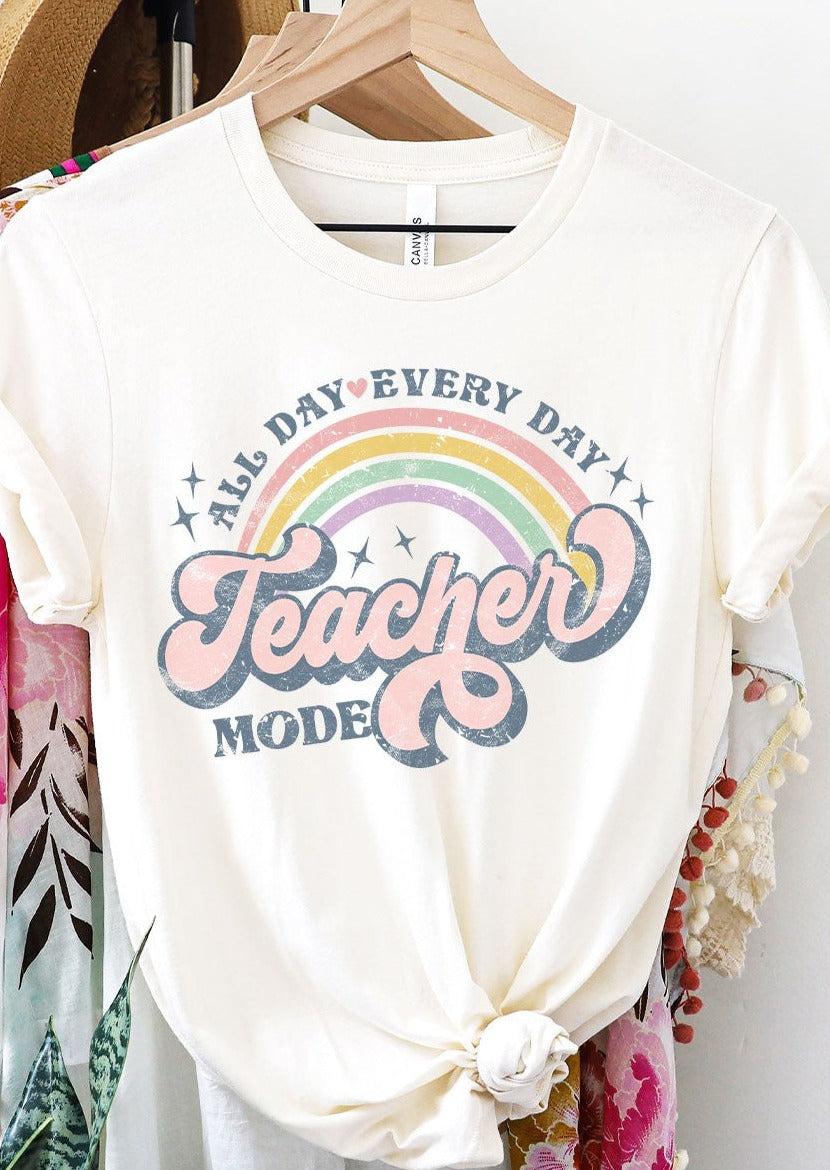 "Teacher Mode" Cream Graphic Tee