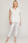 "Dawn of Day" White Printed Ruffle Sleeve Top (S-2XL)