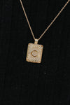 Initial Gold Tray Rectangle Necklace