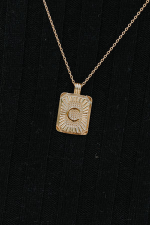 Initial Gold Tray Rectangle Necklace