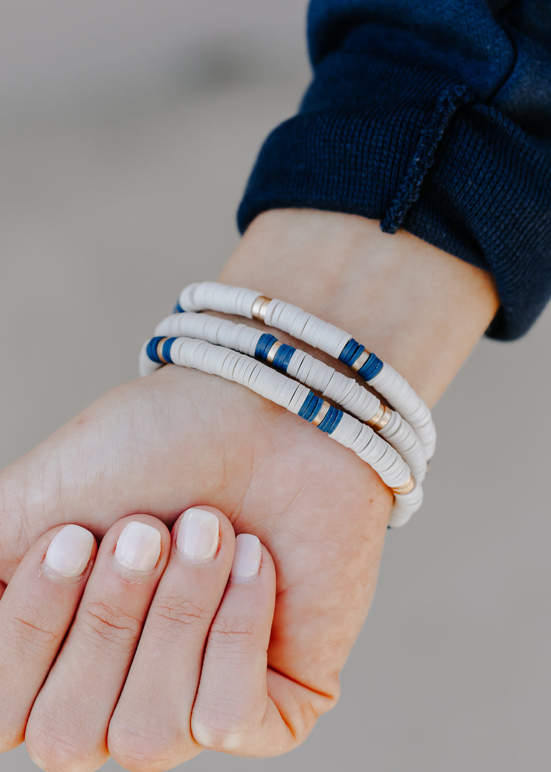 Grey, while and black Heishi clay bracelet