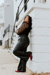 "Own Your Moment" Black Leather Wide Leg Pants - XL+