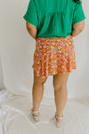 "Darling Daisy" Coral Floral Ruffle Skort - XL+