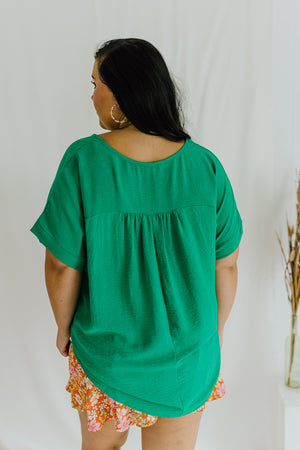 "Covering The Earth" Green V-Neck Top - XL+