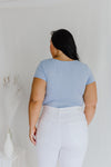 "Don’t Stay Behind" Solid Short Sleeve Bodysuit - Lt. Blue