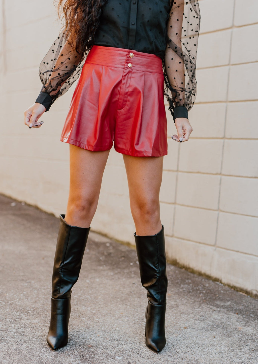 "Write It In Red" Leather Shorts - Red