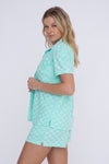 "Self Care" Checkered Button-Up Set - Mint