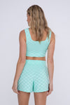 "Self Care" Checkered Button-Up Set - Mint